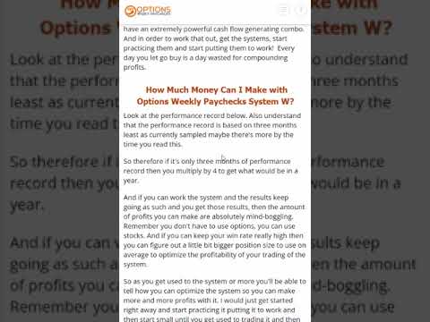 How Much Money Can I Make with Options Weekly Paychecks System W Part 2